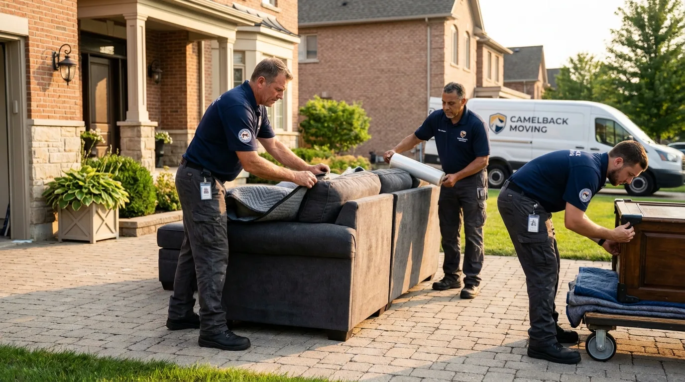 Large estate moving crew wrapping furniture in Ida Grove, IA